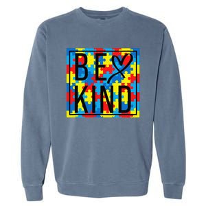 Autism Awareness Be Kind Kindness Puzzle Ribbon Heart Garment-Dyed Sweatshirt