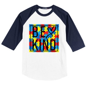 Autism Awareness Be Kind Kindness Puzzle Ribbon Heart Baseball Sleeve Shirt