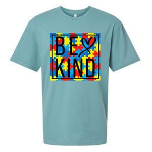 Autism Awareness Be Kind Kindness Puzzle Ribbon Heart Sueded Cloud Jersey T-Shirt