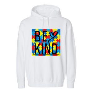 Autism Awareness Be Kind Kindness Puzzle Ribbon Heart Garment-Dyed Fleece Hoodie