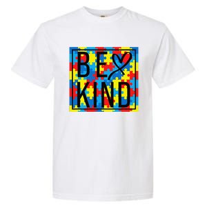 Autism Awareness Be Kind Kindness Puzzle Ribbon Heart Garment-Dyed Heavyweight T-Shirt