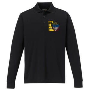 Antigua And Barbuda Dna Roots Antiguan Barbudan Flag Performance Long Sleeve Polo