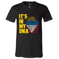 Antigua And Barbuda Dna Roots Antiguan Barbudan Flag V-Neck T-Shirt