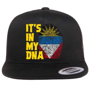 Antigua And Barbuda Dna Roots Antiguan Barbudan Flag Flat Bill Trucker Hat