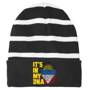 Antigua And Barbuda Dna Roots Antiguan Barbudan Flag Striped Beanie with Solid Band