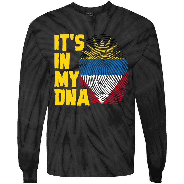 Antigua And Barbuda Dna Roots Antiguan Barbudan Flag Tie-Dye Long Sleeve Shirt