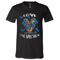 Autism Awareness Blue Butterflies Tee Spectrum V-Neck T-Shirt