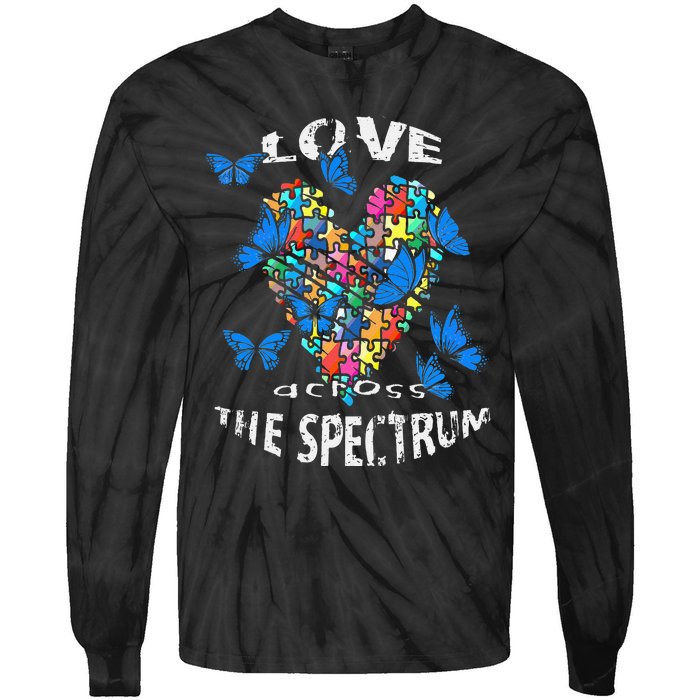 Autism Awareness Blue Butterflies Tee Spectrum Tie-Dye Long Sleeve Shirt