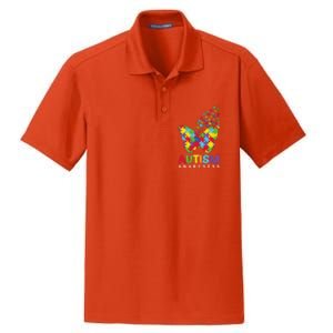 Autism Awareness Butterfly Puzzle Pieces Dry Zone Grid Polo