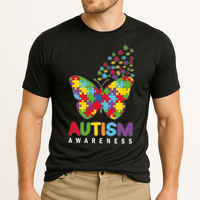 Autism Awareness Butterfly Puzzle Pieces Performance Shirt