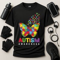 Autism Awareness Butterfly Puzzle Pieces Performance Shirt