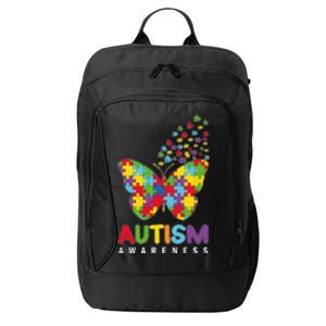 Autism Awareness Butterfly Puzzle Pieces City Backpack