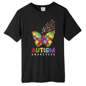 Autism Awareness Butterfly Puzzle Pieces Tall Fusion ChromaSoft Performance T-Shirt