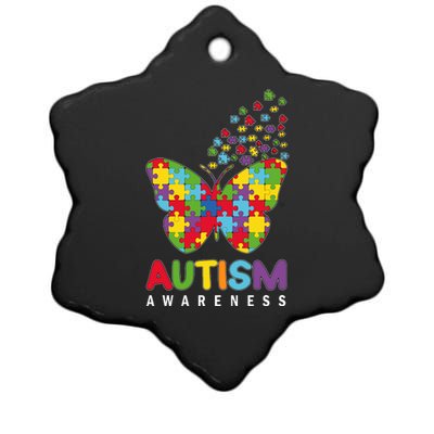 Autism Awareness Butterfly Puzzle Pieces Ceramic Star Ornament