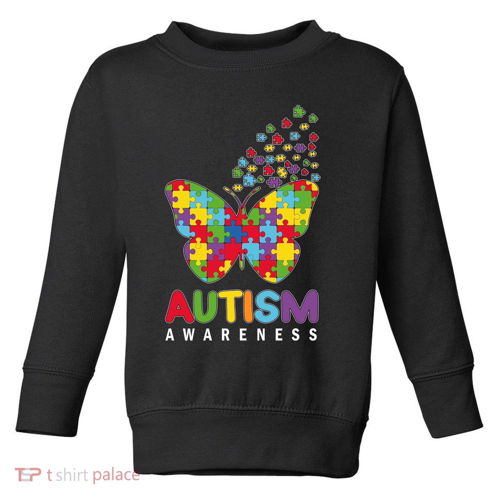 Autism Awareness Butterfly Puzzle Pieces Toddler Sweatshirt