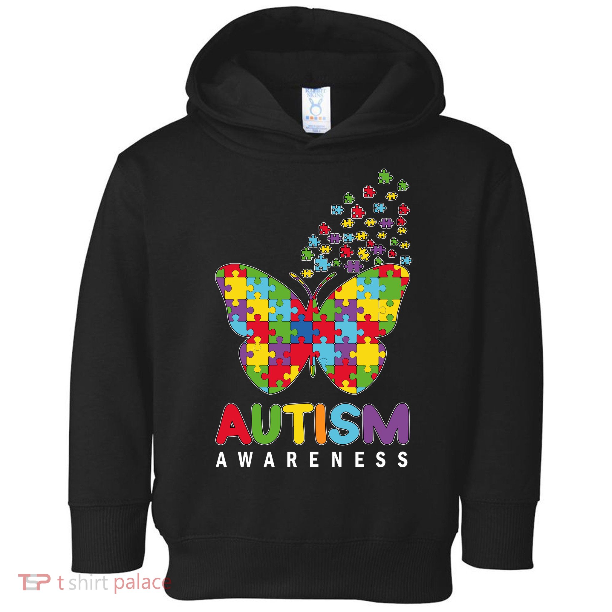 Autism Awareness Butterfly Puzzle Pieces Toddler Hoodie