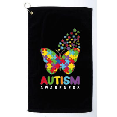 Autism Awareness Butterfly Puzzle Pieces Platinum Collection Golf Towel