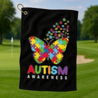 Autism Awareness Butterfly Puzzle Pieces Golf Towel