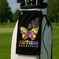 Autism Awareness Butterfly Puzzle Pieces Golf Towel