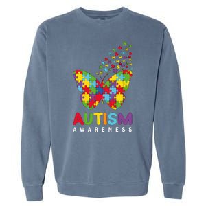 Autism Awareness Butterfly Puzzle Pieces Garment-Dyed Sweatshirt