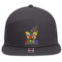 Autism Awareness Butterfly Puzzle Pieces 7 Panel Mesh Trucker Snapback Hat