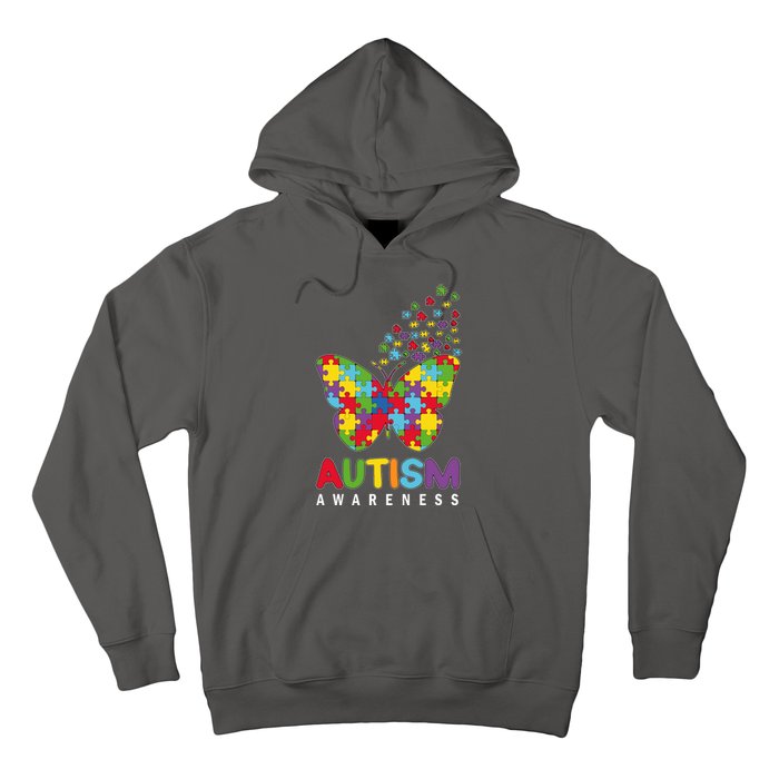 Autism Awareness Butterfly Puzzle Pieces Hoodie