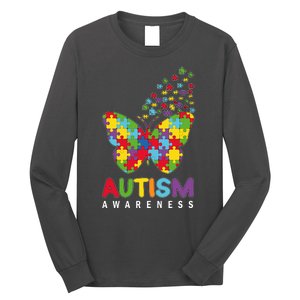 Autism Awareness Butterfly Puzzle Pieces Long Sleeve Shirt