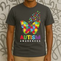 Autism Awareness Butterfly Puzzle Pieces T-Shirt