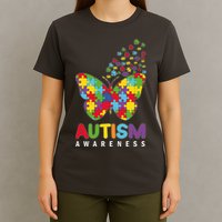 Autism Awareness Butterfly Puzzle Pieces T-Shirt