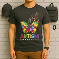 Autism Awareness Butterfly Puzzle Pieces T-Shirt