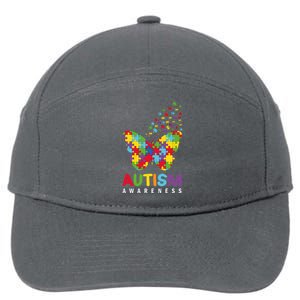 Autism Awareness Butterfly Puzzle Pieces 7-Panel Snapback Hat