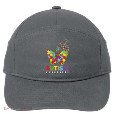 Autism Awareness Butterfly Puzzle Pieces 7-Panel Snapback Hat