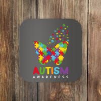 Autism Awareness Butterfly Puzzle Pieces Coaster