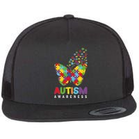 Autism Awareness Butterfly Puzzle Pieces Flat Bill Trucker Hat
