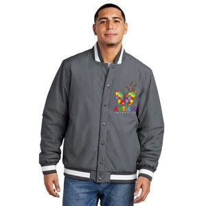 Autism Awareness Butterfly Puzzle Pieces Insulated Varsity Jacket