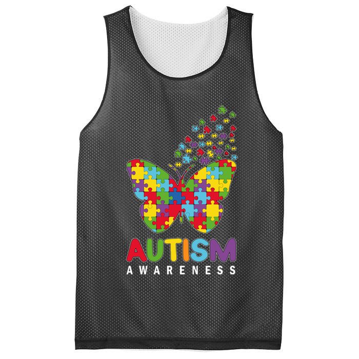 Autism Awareness Butterfly Puzzle Pieces Mesh Reversible Basketball Jersey Tank