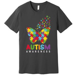 Autism Awareness Butterfly Puzzle Pieces Premium T-Shirt