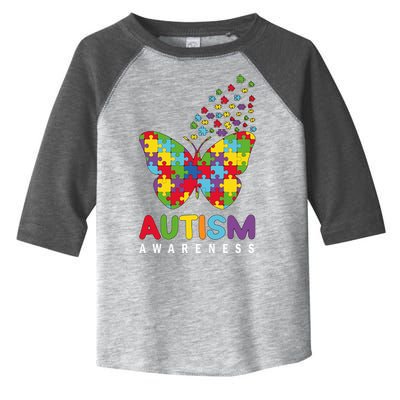 Autism Awareness Butterfly Puzzle Pieces Toddler Fine Jersey T-Shirt