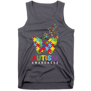 Autism Awareness Butterfly Puzzle Pieces Tank Top