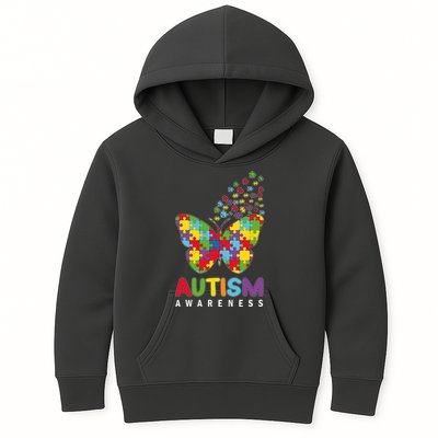 Autism Awareness Butterfly Puzzle Pieces Kids Hoodie