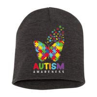 Autism Awareness Butterfly Puzzle Pieces Short Acrylic Beanie