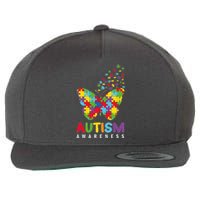 Autism Awareness Butterfly Puzzle Pieces Wool Snapback Cap