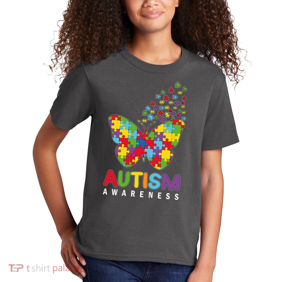 Autism Awareness Butterfly Puzzle Pieces Kids T-Shirt