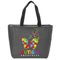 Autism Awareness Butterfly Puzzle Pieces Zip Tote Bag