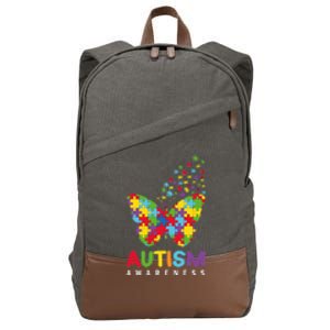 Autism Awareness Butterfly Puzzle Pieces Cotton Canvas Backpack