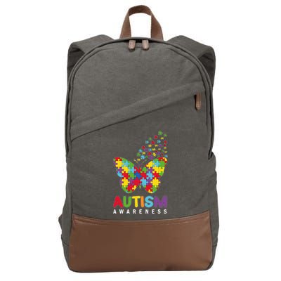 Autism Awareness Butterfly Puzzle Pieces Cotton Canvas Backpack