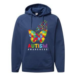 Autism Awareness Butterfly Puzzle Pieces Performance Fleece Hoodie