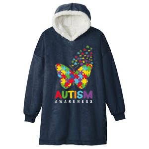 Autism Awareness Butterfly Puzzle Pieces Hooded Wearable Blanket