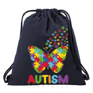 Autism Awareness Butterfly Puzzle Pieces Drawstring Bag