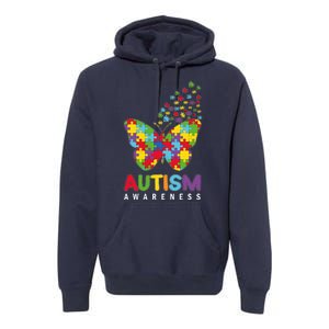 Autism Awareness Butterfly Puzzle Pieces Premium Hoodie